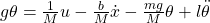g\theta = \frac{1}{M}u - \frac{b}{M}\dot{x} - \frac{mg}{M}\theta + l\ddot{\theta}