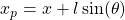 x_p = x+l\sin(\theta)