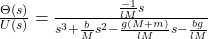\frac{\Theta(s)}{U(s)} = \frac{\frac{-1}{lM}s}{s^3+\frac{b}{M}s^2-\frac{g(M+m)}{lM}s-\frac{bg}{lM}}